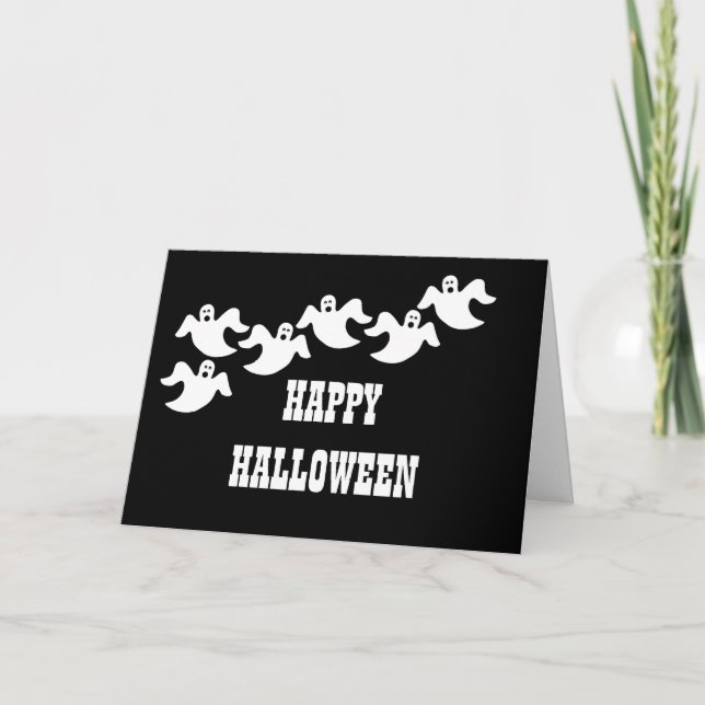 Ghost Party Halloween Card, svart Kort (Framsida)