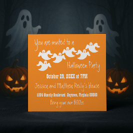 Ghost Party Halloween-inbjudan, Orange Inbjudningar