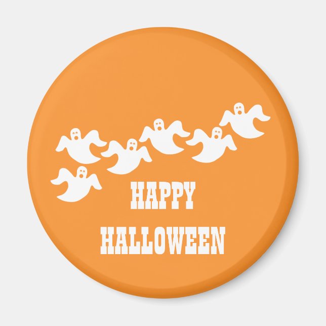 Ghost Party Halloween Magnet, Orange Magnet (Framsidan)