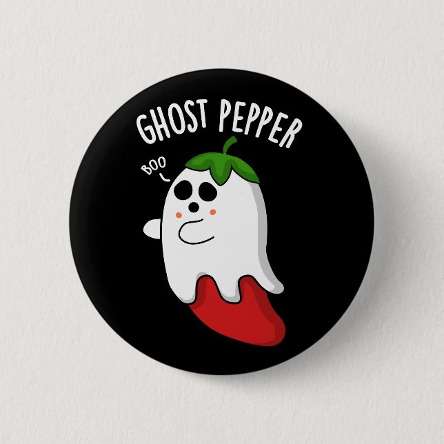 Ghost Pepper Funny Chili Pun Dark BG Knapp (Framsida)
