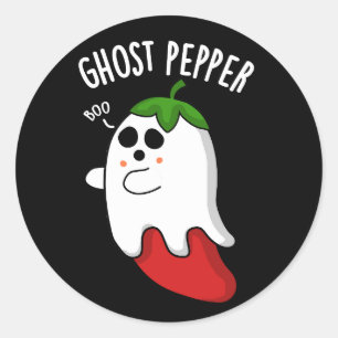 Ghost Pepper Funny Chili Pun Mörk BG Runt Klistermärke