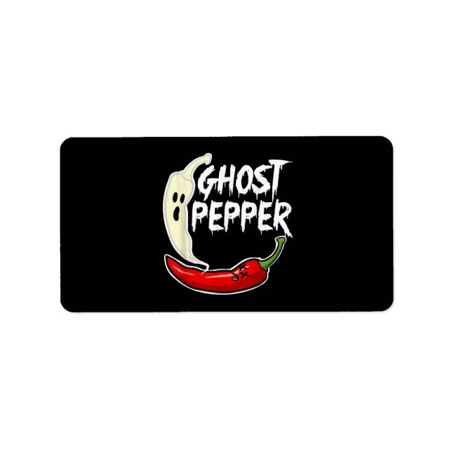 Ghost Pepper Funny Spicy Hett Halloween Ghost Pepp Adressetikett (Framsidan)