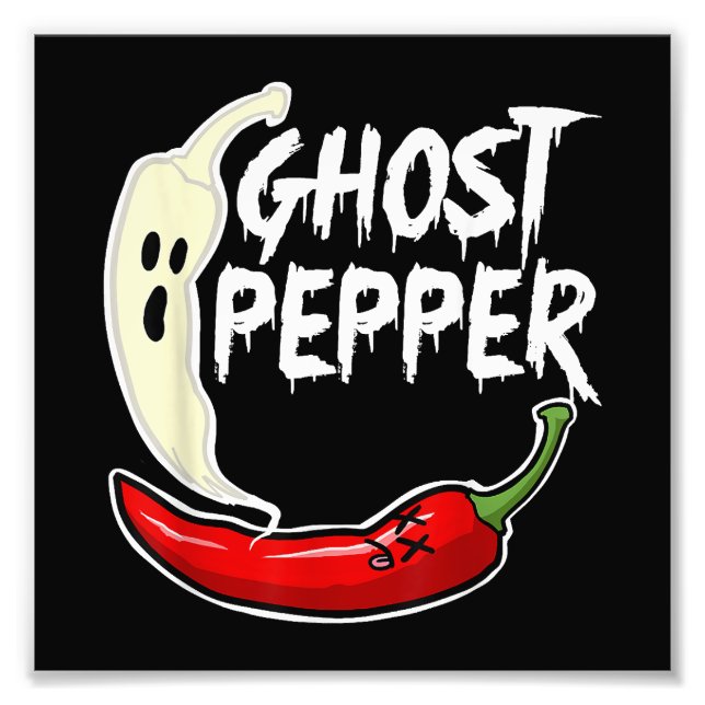 Ghost Pepper Funny Spicy Hett Halloween Ghost Pepp Fototryck (Framsidan)