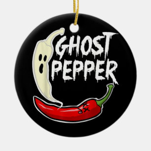 Ghost Pepper Funny Spicy Hett Halloween Ghost Pepp Julgransprydnad Keramik