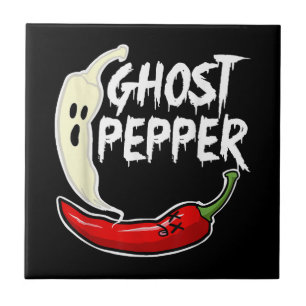 Ghost Pepper Funny Spicy Hett Halloween Ghost Pepp Kakelplatta