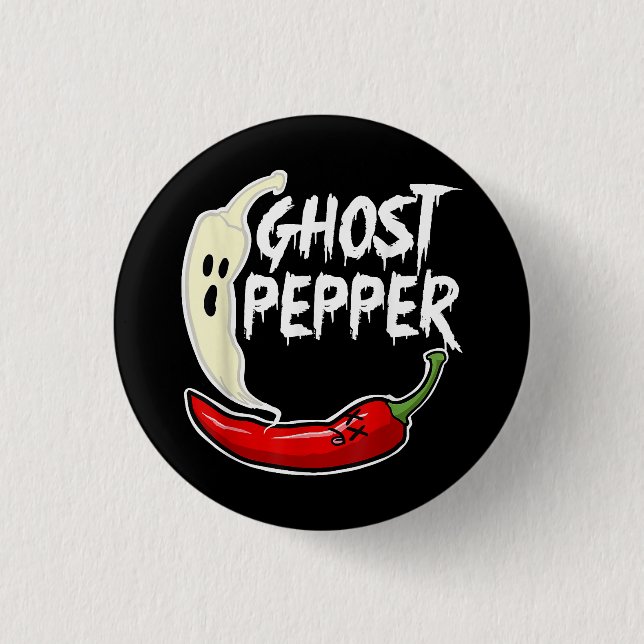 Ghost Pepper Funny Spicy Hett Halloween Ghost Pepp Knapp (Framsida)