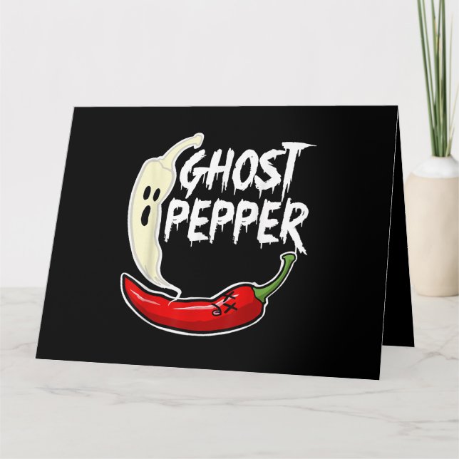 Ghost Pepper Funny Spicy Hett Halloween Ghost Pepp Kort (Framsida)