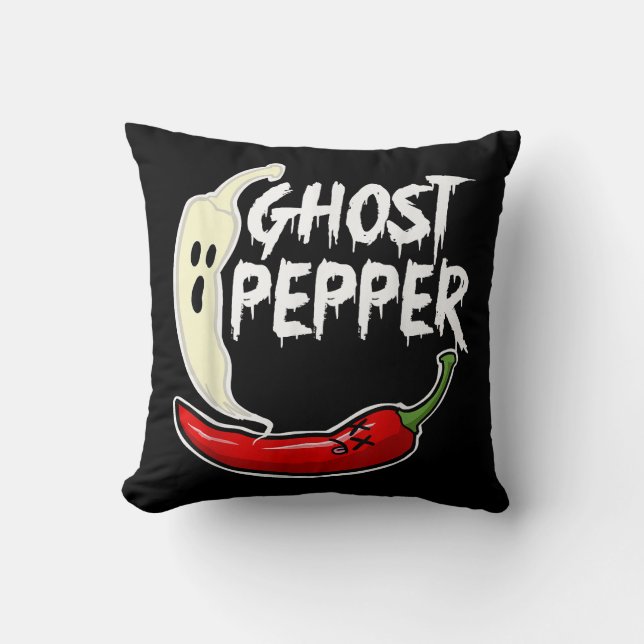 Ghost Pepper Funny Spicy Hett Halloween Ghost Pepp Kudde (Framsida)
