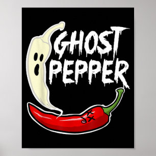 Ghost Pepper Funny Spicy Hett Halloween Ghost Pepp Poster