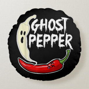 Ghost Pepper Funny Spicy Hett Halloween Ghost Pepp Rund Kudde