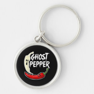 Ghost Pepper Funny Spicy Hett Halloween Ghost Pepp Rund Silverfärgad Nyckelring