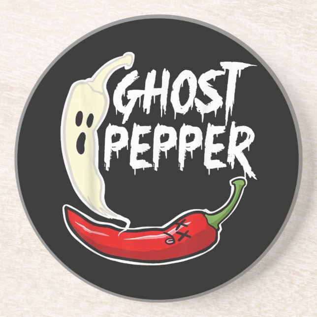 Ghost Pepper Funny Spicy Hett Halloween Ghost Pepp Underlägg (Framsidan)