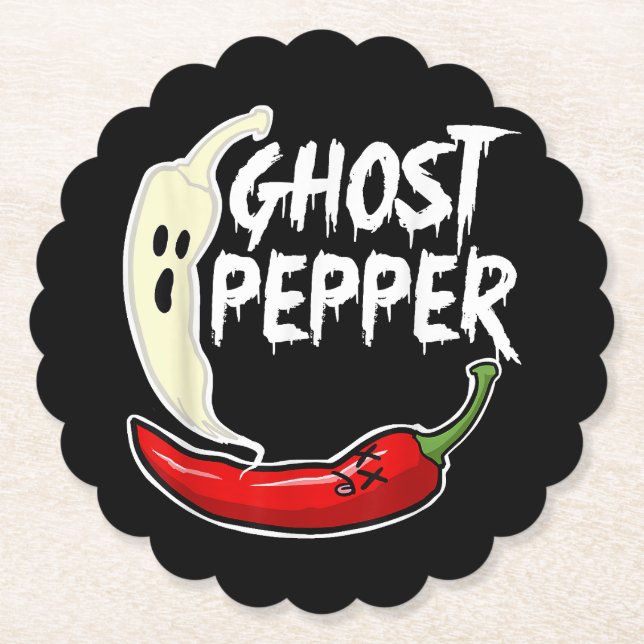 Ghost Pepper Funny Spicy Hett Halloween Ghost Pepp Underlägg Papper (Framsida)