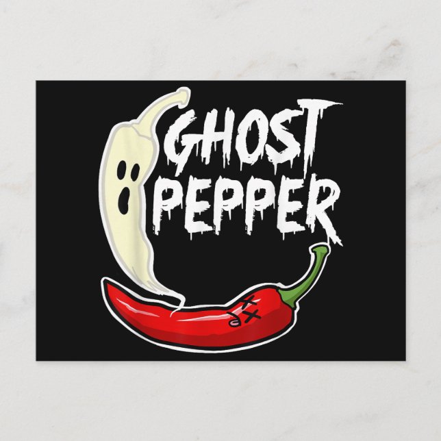 Ghost Pepper Funny Spicy Hett Halloween Ghost Pepp Vykort (Framsida)