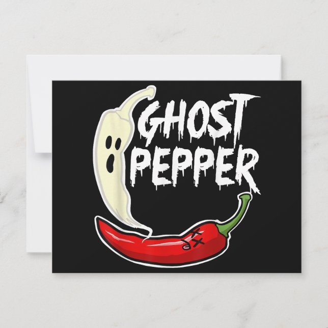 Ghost Pepper Roligt Kryddstark Halloween Ghost Pep Julkort (Framsida)