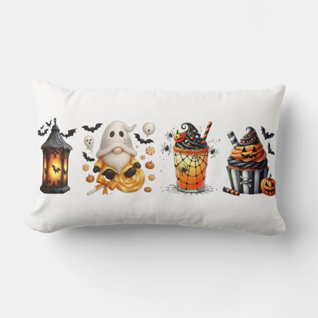 Ghost Pillow: Halloween Fall Decor Lumbarkudde (Framsida)