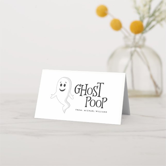 Ghost Poop Halloween Candy Bag Topper Placeringskort (Framsida)