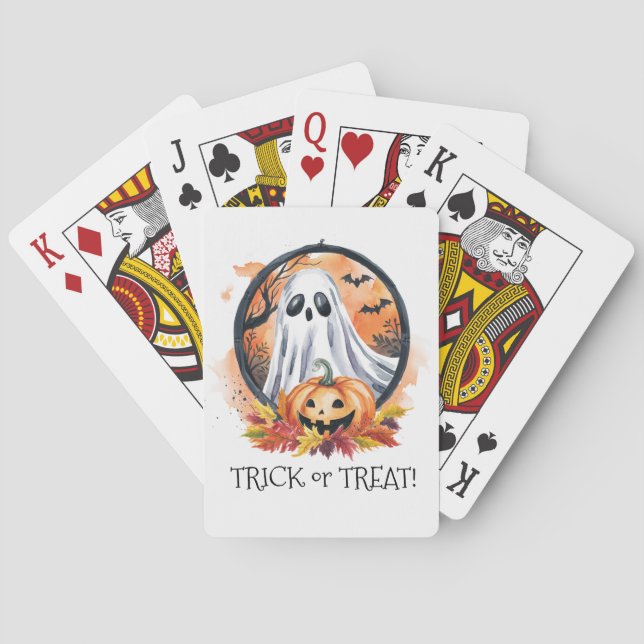 Ghost Pumpkin Bus eller godis Halloween fest Casinokort (Baksidan)