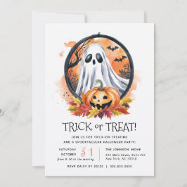 Ghost Pumpkin Bus eller godis Halloween fest Inbjudningar