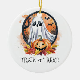Ghost Pumpkin Bus eller godis Halloween fest Julgransprydnad Keramik