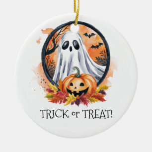 Ghost Pumpkin Bus eller godis Halloween fest Julgransprydnad Keramik
