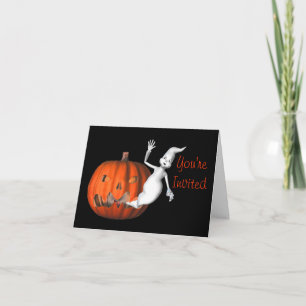 Ghost Pumpkin Funny Halloween-partiinbjudan Inbjudan