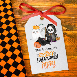 Ghost Pumpkin Grim Reaper Cute Black Cat Halloween Presentetikett
