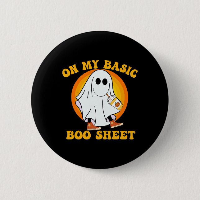 Ghost Pumpkin Spice Latte Fall Vibe Halloween Funn Knapp (Framsida)