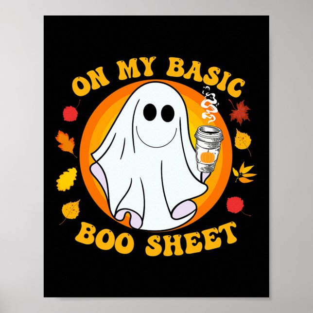 Ghost Pumpkin Spice Latte Fall Vibe Halloween Funn Poster (Framsidan)