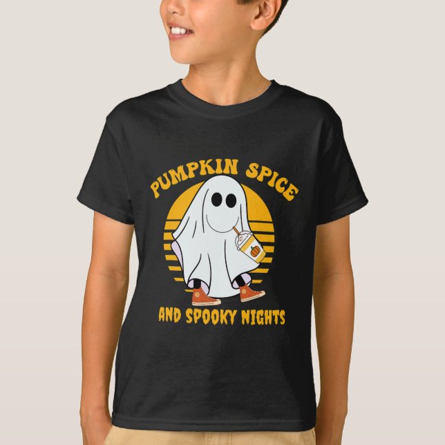 Ghost Pumpkin Spice Latte Fall Vibe Halloween Spoo T Shirt (Framsida)
