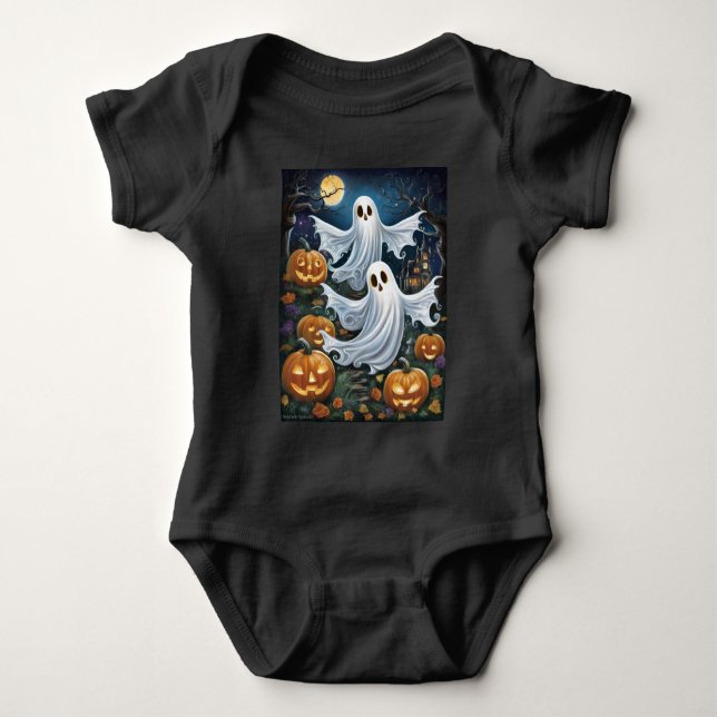 Ghost Pumpkins Cute Halloween T Shirt (Framsida)