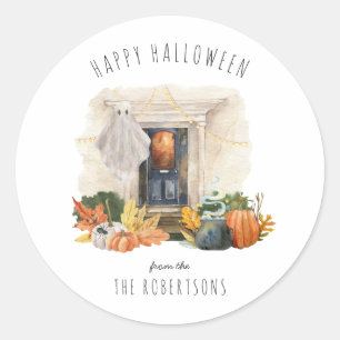 Ghost & Pumpkins   Happy halloween Treat Runt Klistermärke