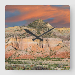 Ghost Ranch Mountain Pastels Fyrkantig Klocka