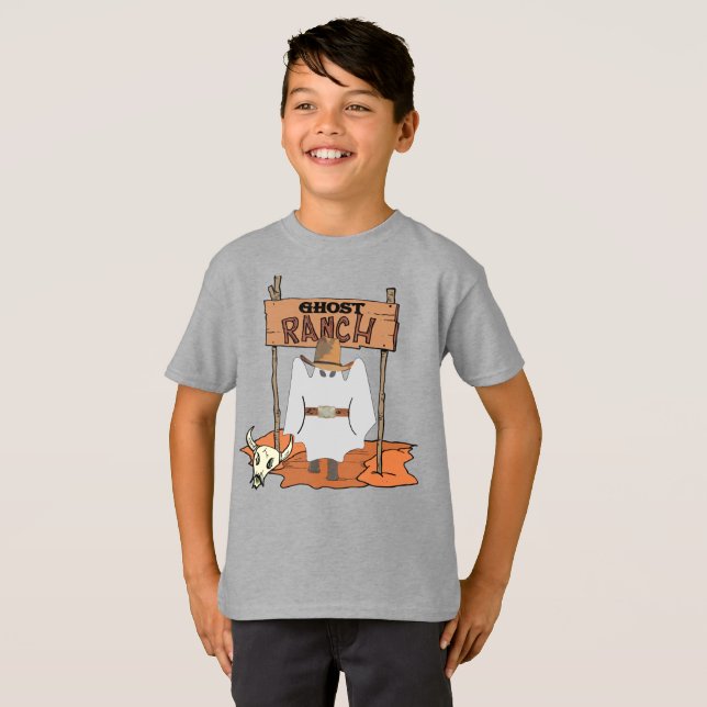 Ghost Ranch Western Halloween T Shirt (Hel framsida)