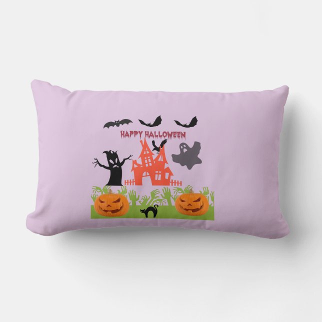 Ghost/Raven Soaring ovanför Haunted Mansion Lumbarkudde (Framsida)