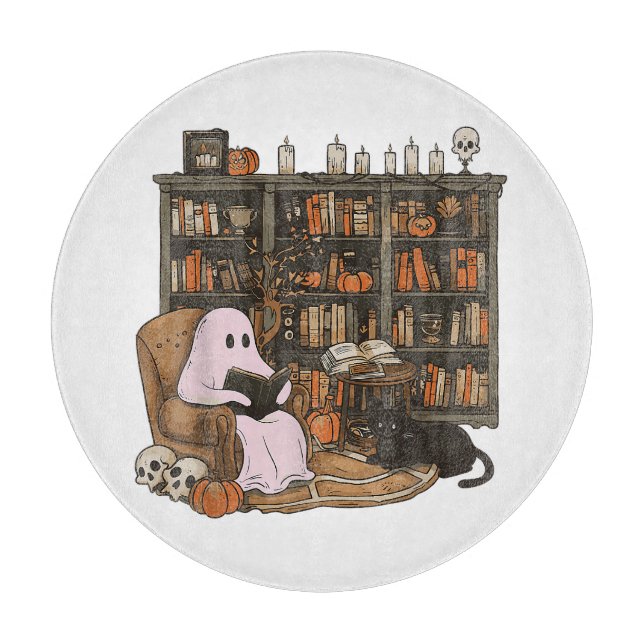 Ghost Reading Bok Cat lover Halloween (Framsidan)
