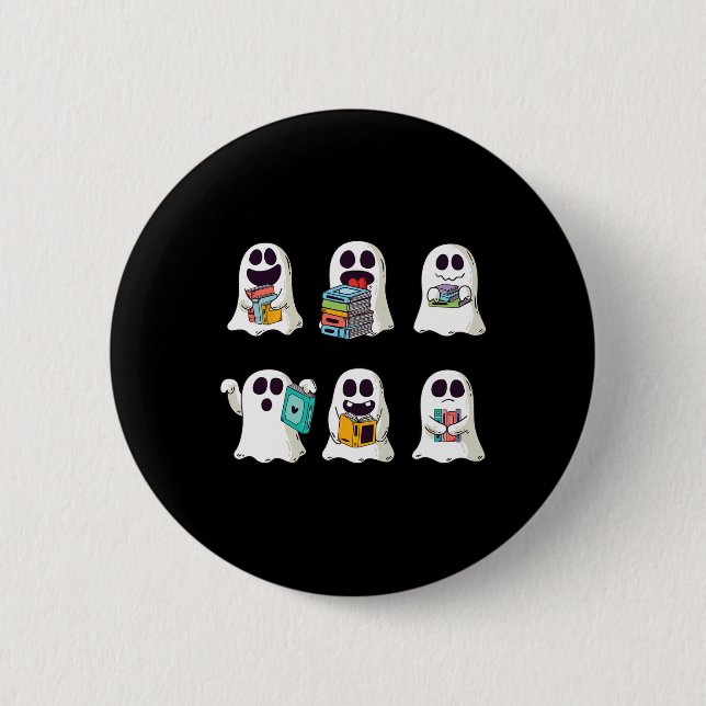 Ghost Reading Bok Cute Teacher Halloween Ghost Bo Knapp (Framsida)