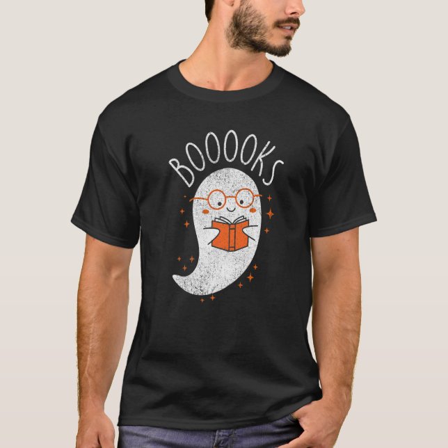 Ghost Reading Bok Nerd Librarian Bok Bookworm R T Shirt (Framsida)