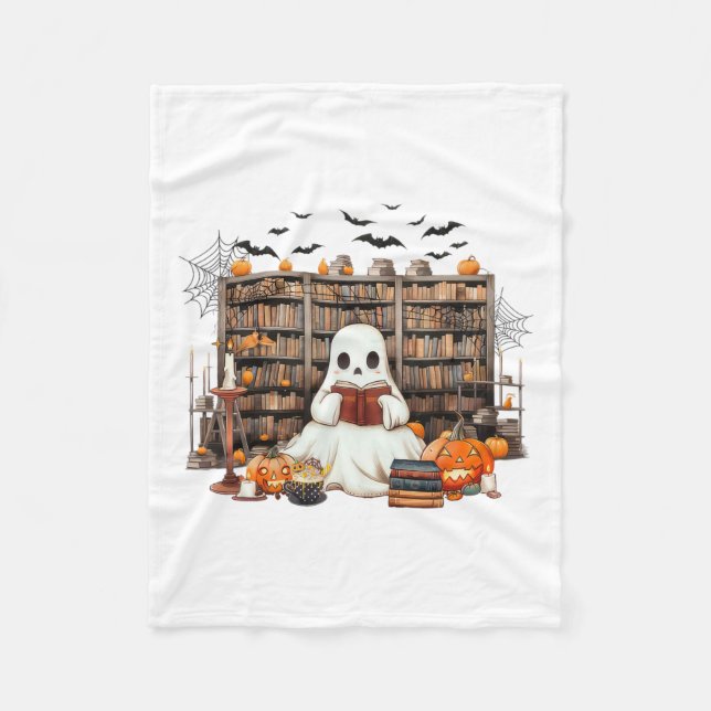 Ghost Reading Bokar Bookish Teacher Halloween-kost Fleecefilt (Framsidan)