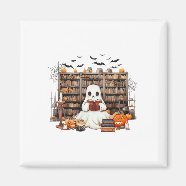 Ghost Reading Bokar Bookish Teacher Halloween-kost Magnet (Framsidan)