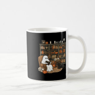Ghost Reading Bokar Librarian Teacher Halloween Kaffemugg