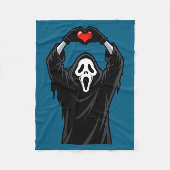 Ghost Red Heart Hands Y Face Halloween Valentines  Fleecefilt (Framsidan)