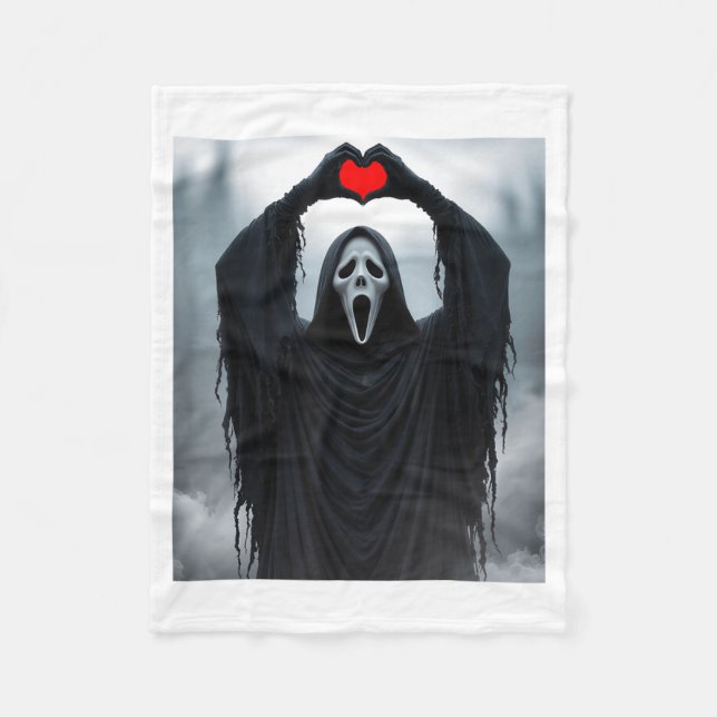 Ghost Red Heart Hands Y Face Halloween Valentines  Fleecefilt (Framsidan)