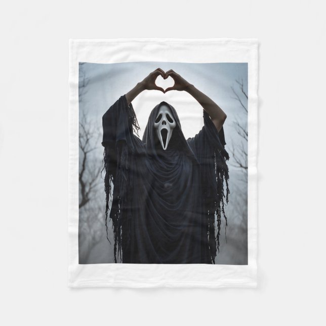 Ghost Red Heart Hands Y Face Halloween Valentines  Fleecefilt (Framsidan)