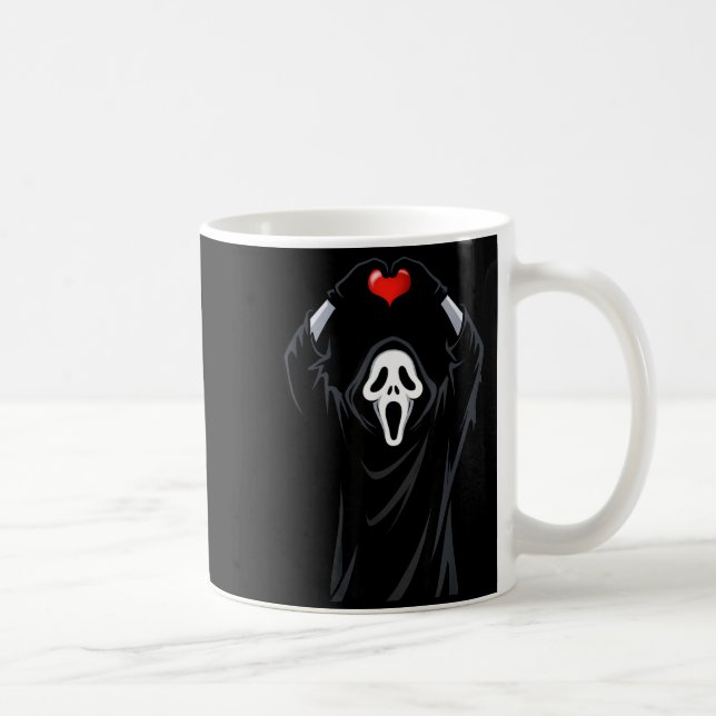 Ghost Red Heart Hands Y Face Halloween Valentines  Kaffemugg (Höger)