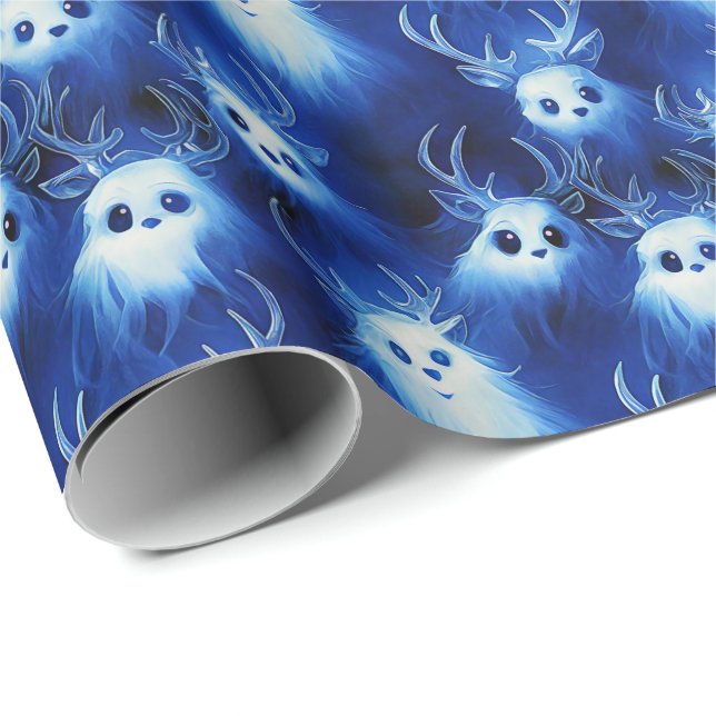 Ghost Reindeer - A Spooky Gothmas Wrapping Papper Presentpapper (Rullad Hörn)