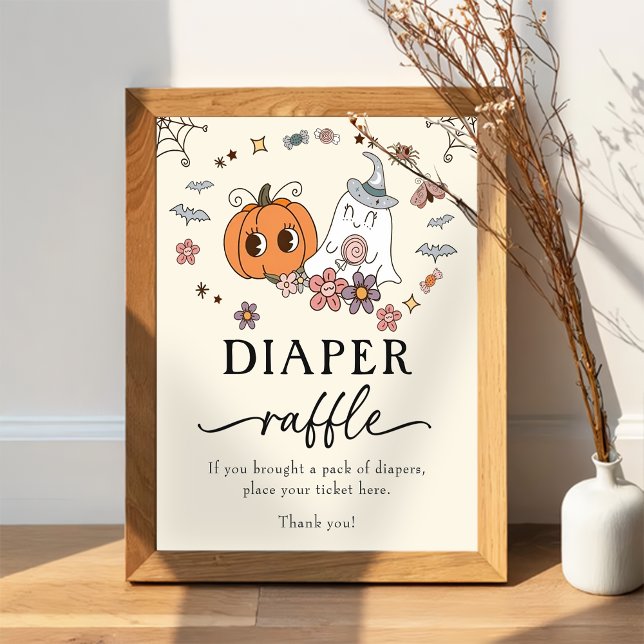 Ghost Retro Diaper Raffle Baby Shower Game-skylt Poster (Skapare uppladdad)