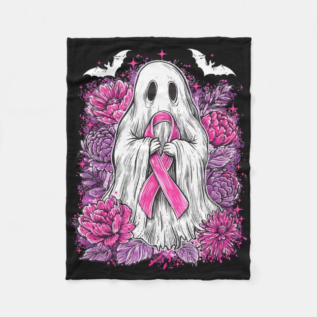 Ghost Ribbon Breast Cancer Awareness Halloween Flo Fleecefilt (Framsidan)
