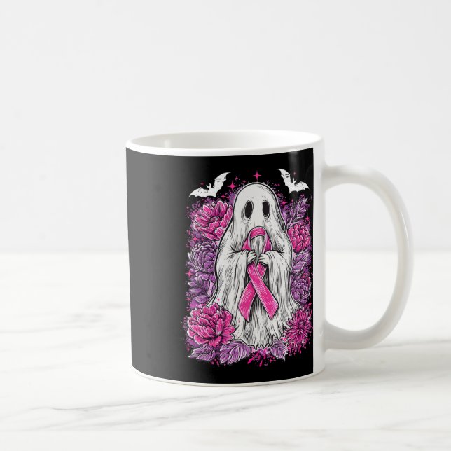 Ghost Ribbon Breast Cancer Awareness Halloween Flo Kaffemugg (Höger)
