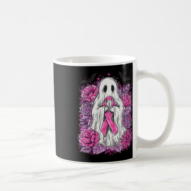 Ghost Ribbon Breast Cancer Awareness Halloween Flo Kaffemugg (Höger)